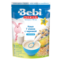 Каша Bebi Premium 7 злаков с черникой молочная, с 6 мес., 200 гр
