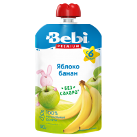 Пюре Bebi Premium яблоко-банан, с 6 мес., 90 гр 
