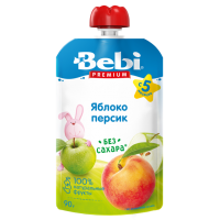 Пюре Bebi Premium яблоко-персик, с 5 мес., 90 гр 